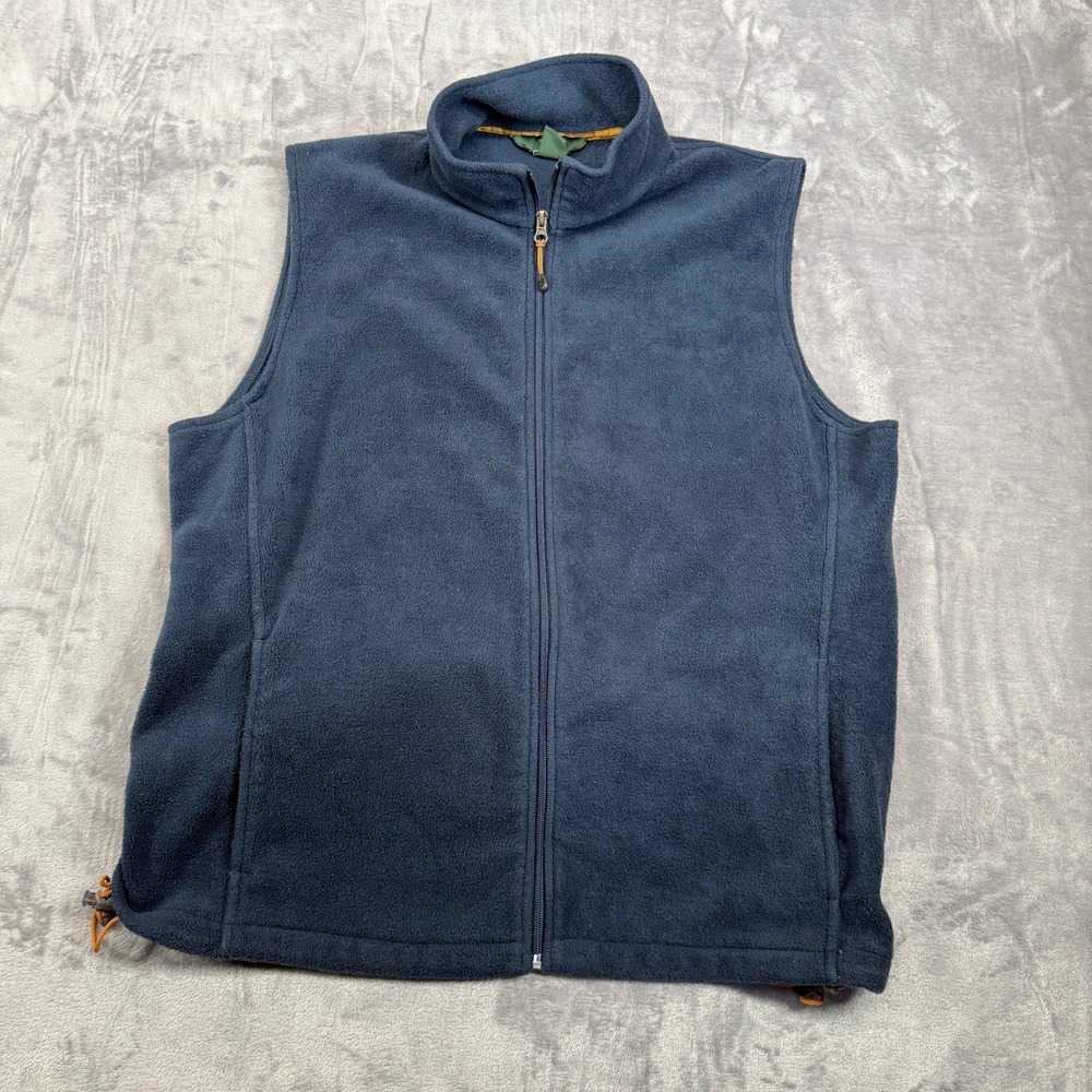 Woolrich Fleece Vest Mens Size XL Navy Blue Full Zip Pockets